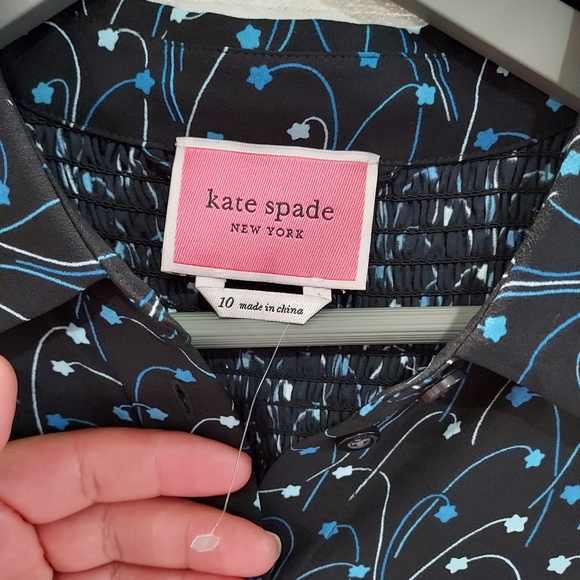 Kate Spade Star Floral Smocked Back Shirtdress Size 10 - Picture 6 of 10